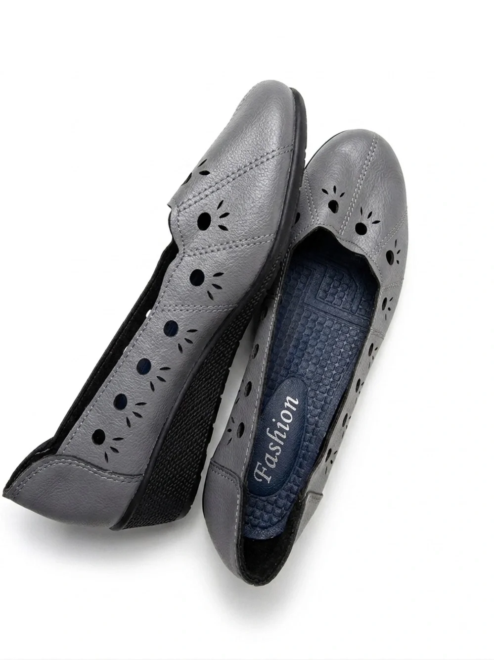 Women's Gray Cutout Ballet Flats — Comfortable Everyday Slip-Ons